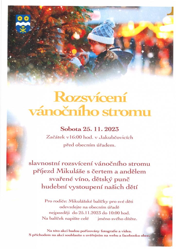 Rozsvícení vánočního stromu a Mikuláš v Jakubčovicích n/O.